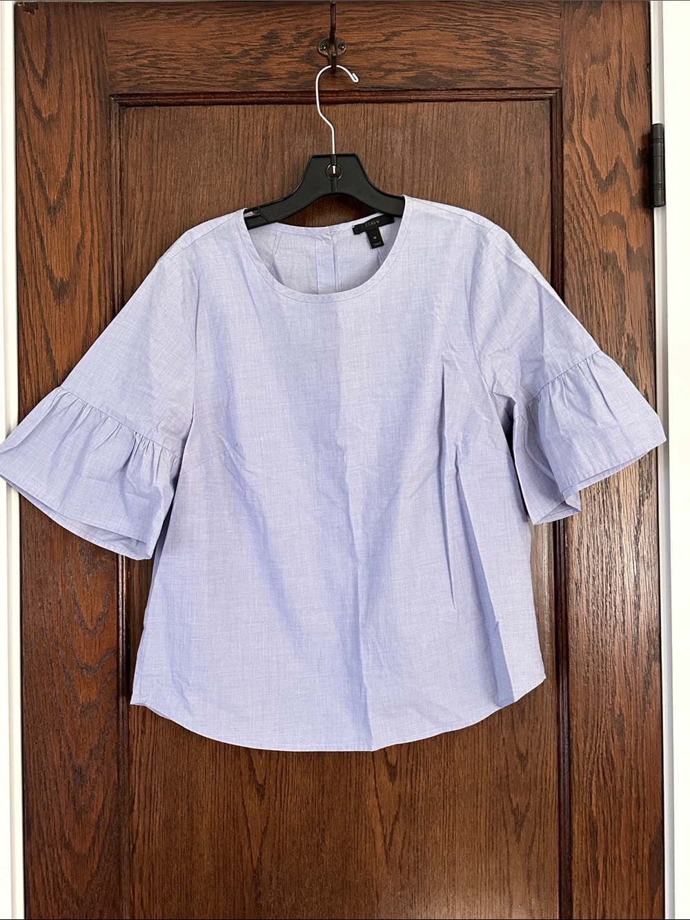 J. Crew Pale Blue Ruffle Sleeve Blouse